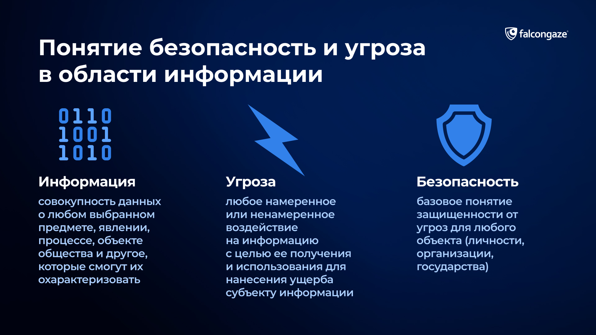 Понятия информация, угроза, безопасность